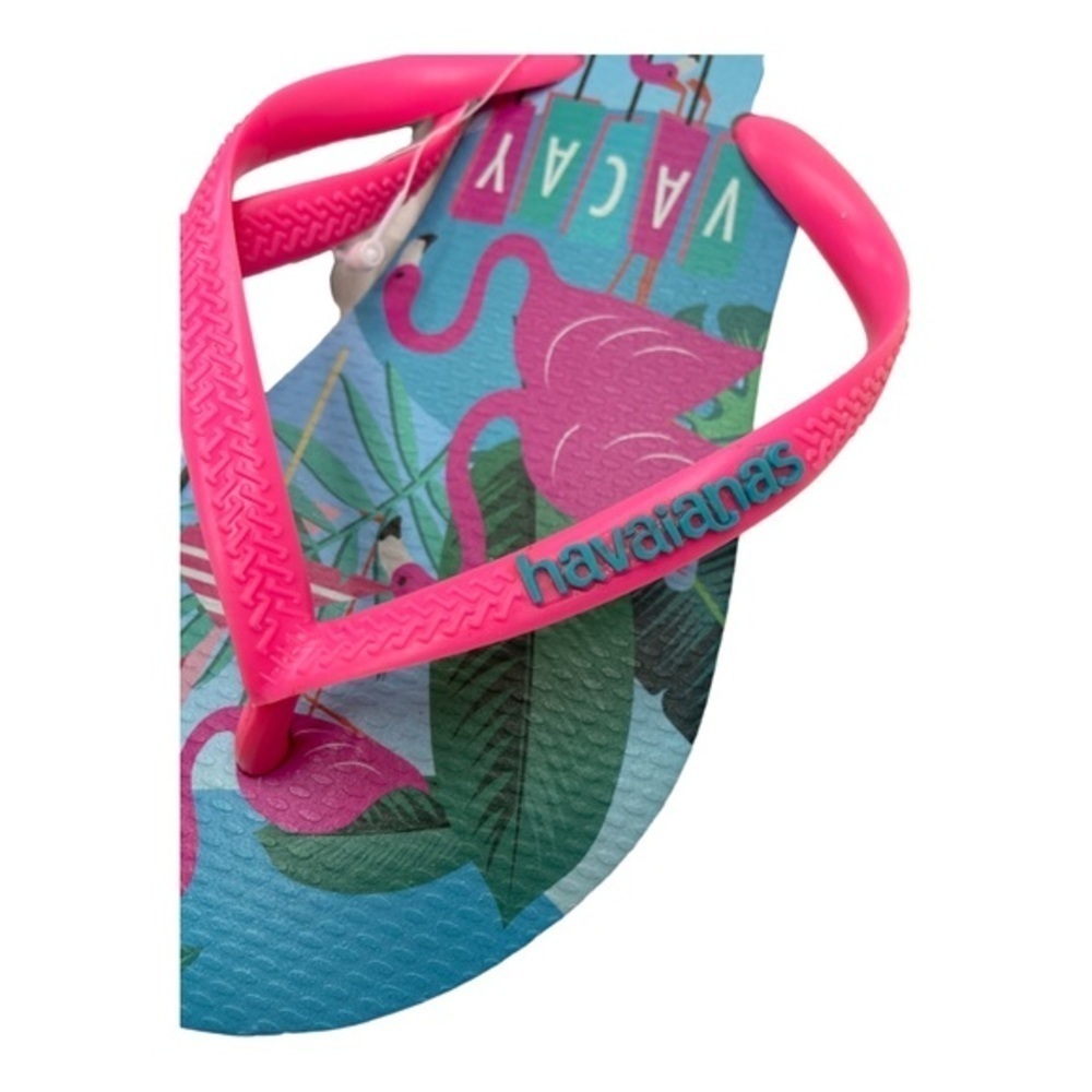 Havaianas Girls Slim VACAY Flamingo Beach Tropical Flip Flops Size 3/4 NWT - Picture 4 of 6